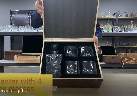 주문 사각 수정같은 위스키 유리 장비 병 위스키 포도주 경사기 고정되는 위스키